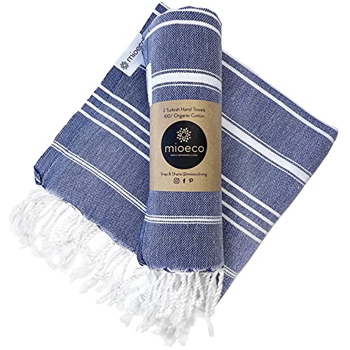 MioEco Midnight Blue Cotton Turkish Hand Towel, Dish Towel & Kitchen Towel