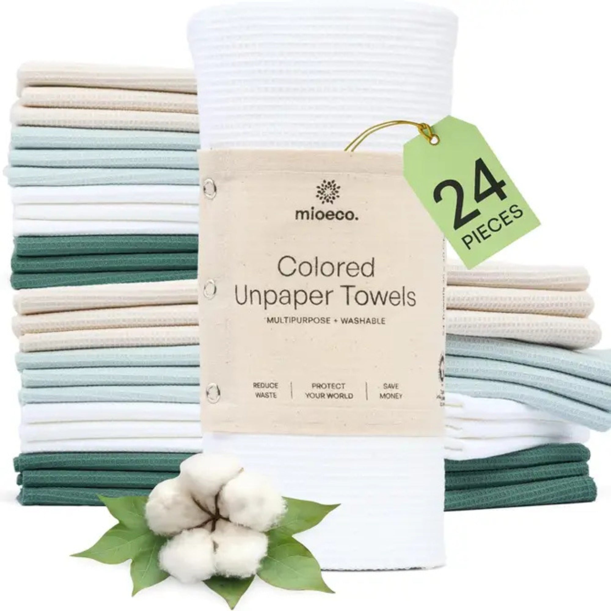 MioEco Unpaper Towel Set – 24 pcs – Natural Calm Reusable Towels
