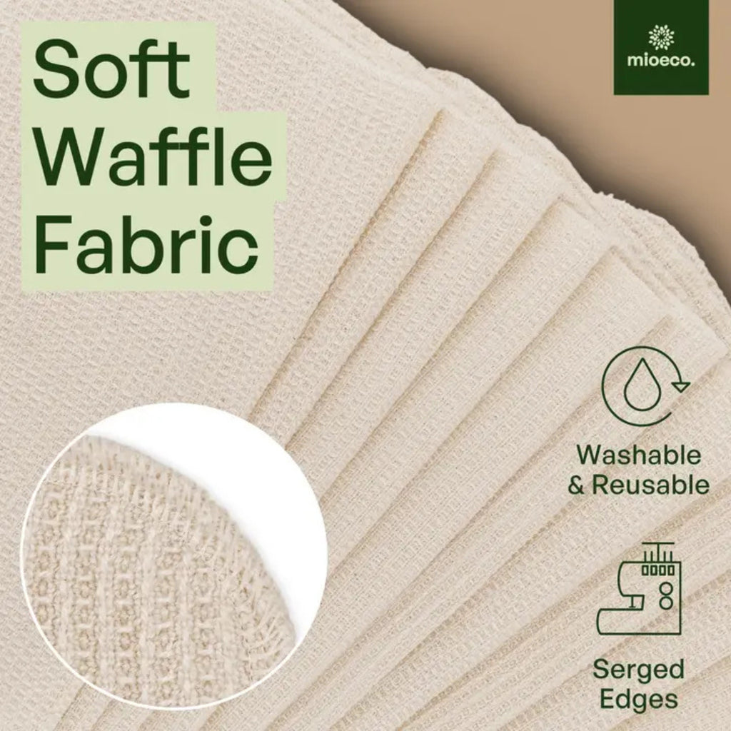 MioEco 10 Pack Reusable Paper Towels – Organic Cotton, Washable & Sustainable