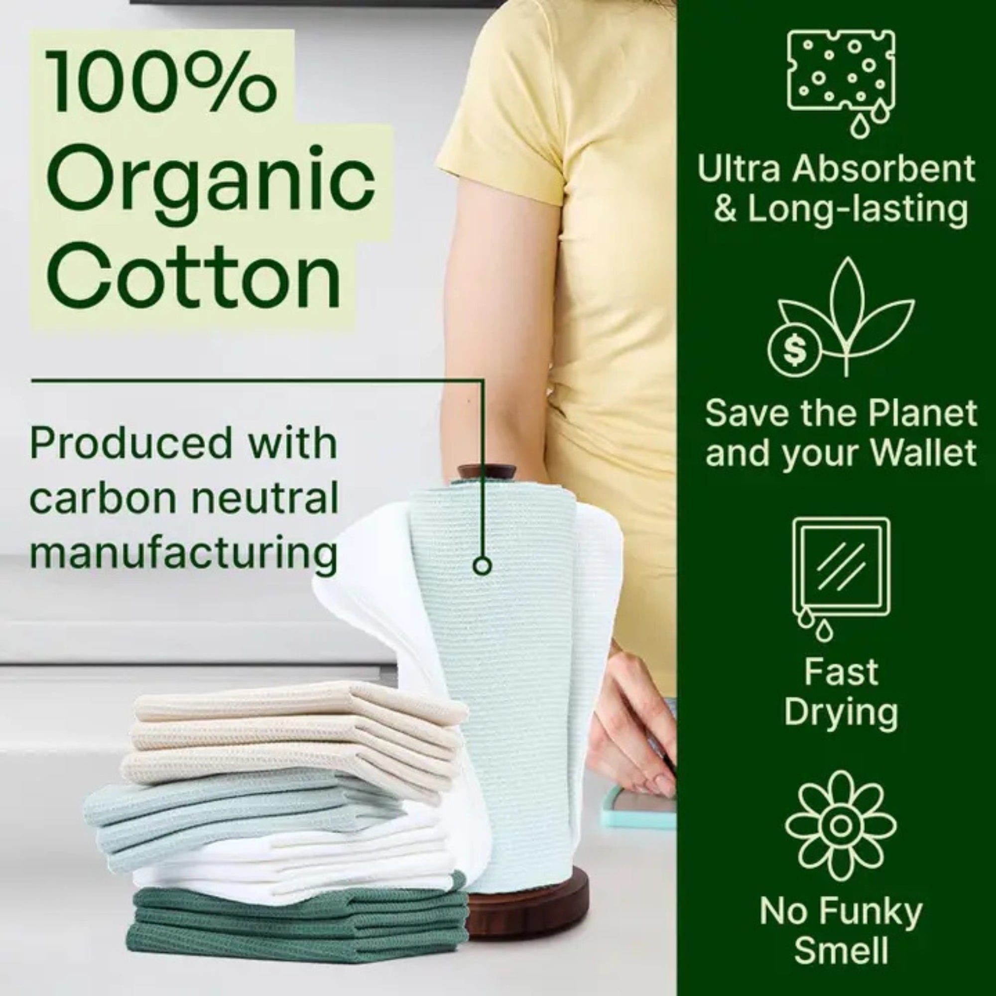 MioEco Unpaper Towel Set – 24 pcs – Natural Calm Reusable Towels