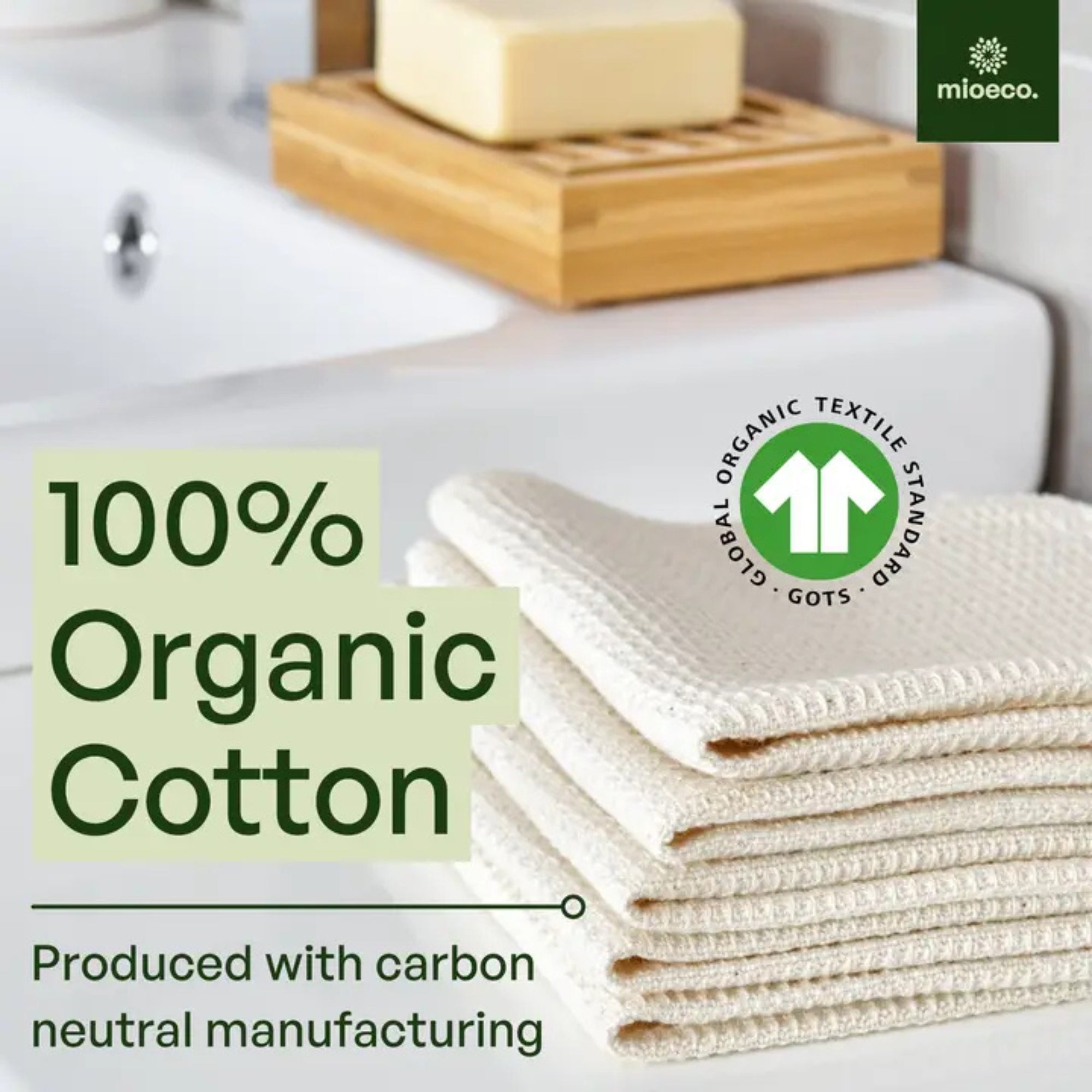 MioEco 10 Pack Reusable Paper Towels – Organic Cotton, Washable & Sustainable