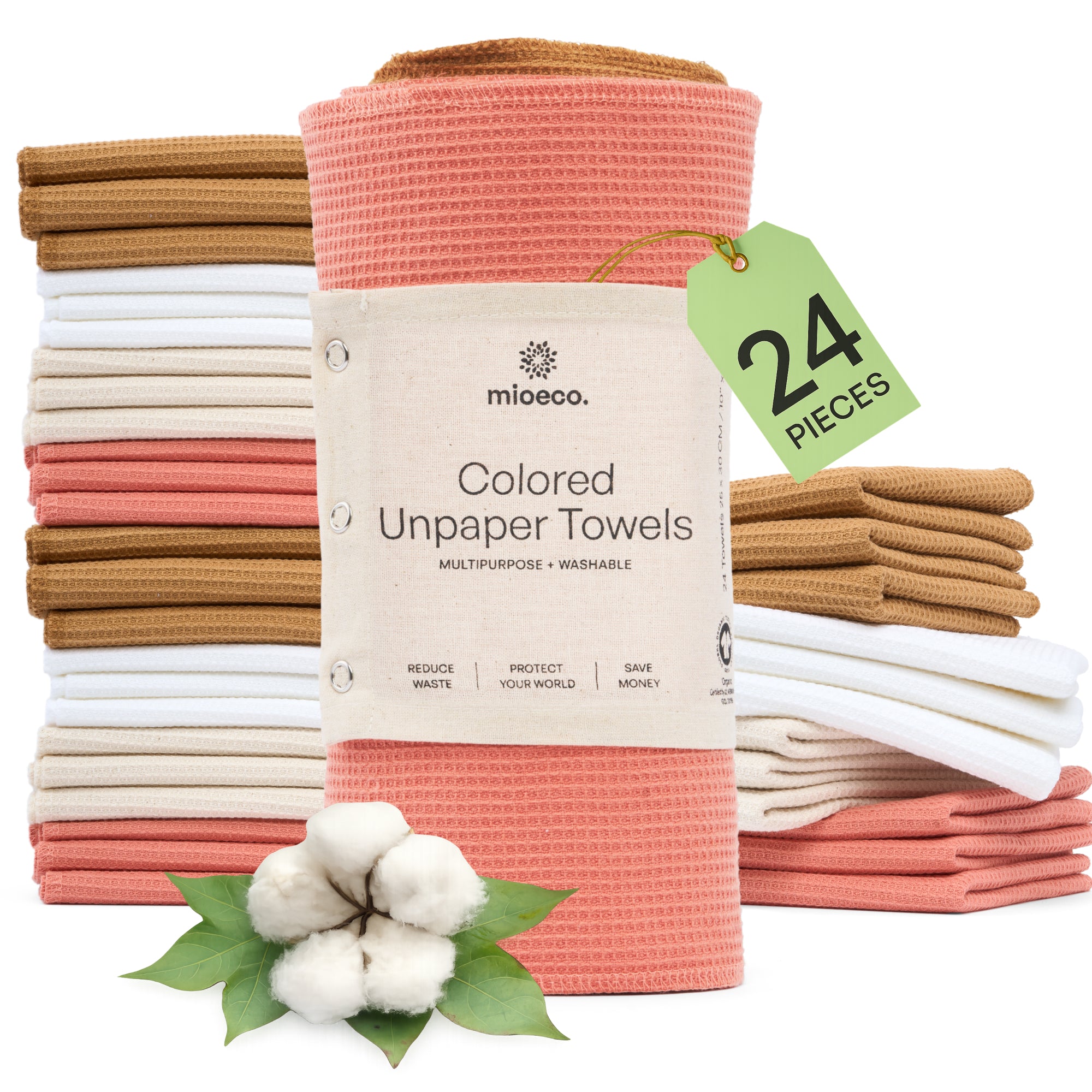 mioEco Unpaper Towel Set - 24 pcs - Warm Earth