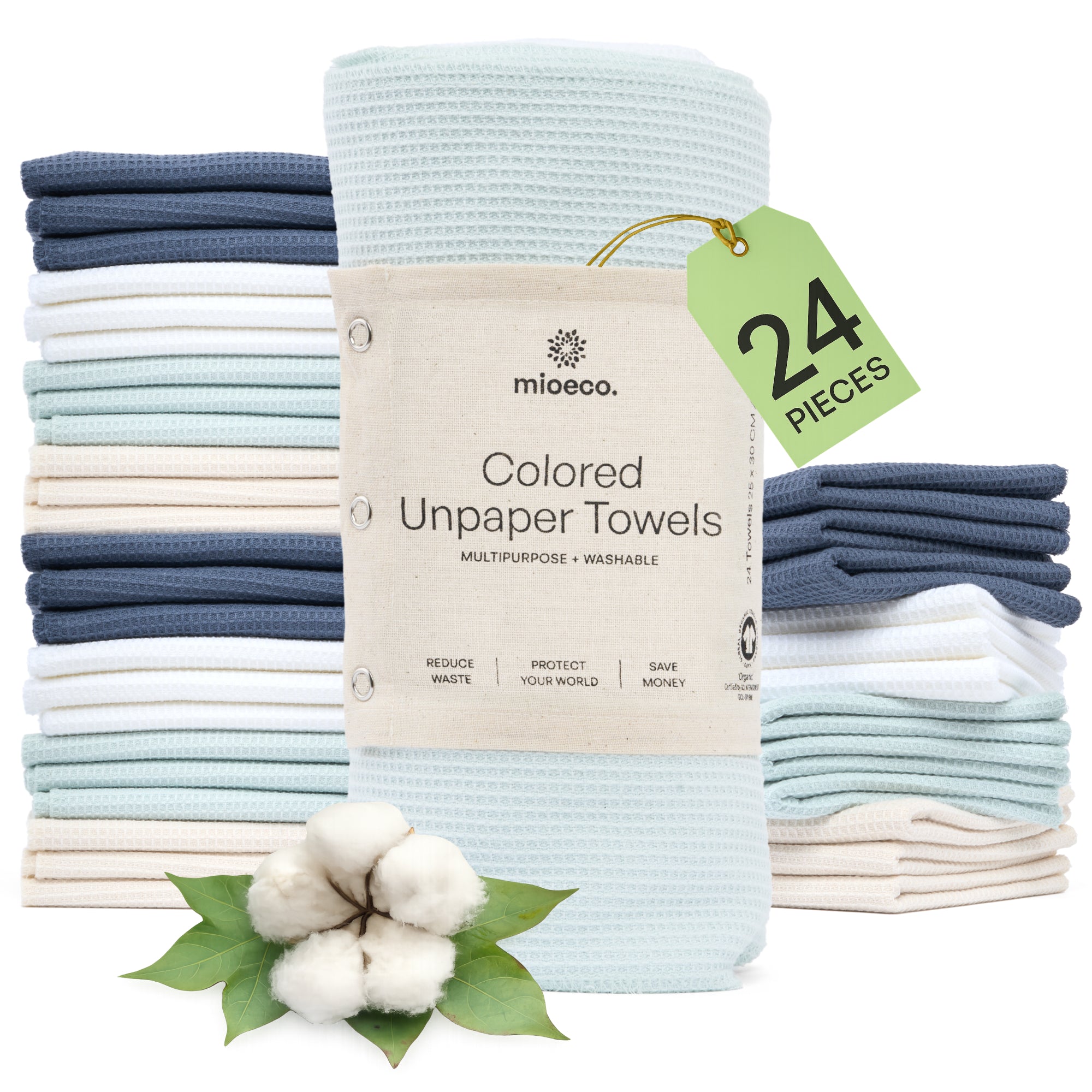 mioEco Unpaper Towel Set - 24 pcs - Coastal Breeze