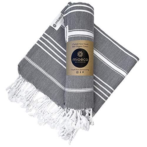 MioEco Stone Grey Cotton Turkish Hand Towel, Dish Towel & Kitchen Towel